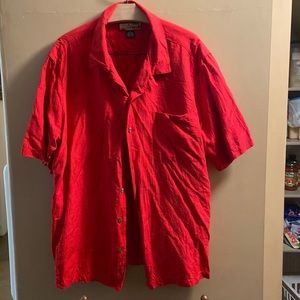 Red Silk Havana Jack’s Cafe short sleeve 100% silk shirt
